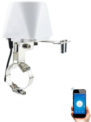 SMARTFY Válvula WiFi de Agua y Gas Marca España Electroválvula WiFi de Agua y Gas Compatible con Alexa y Google Home, Smart Life, Tuya, IFTTT Dispositivos iOS y Android (Blanco)