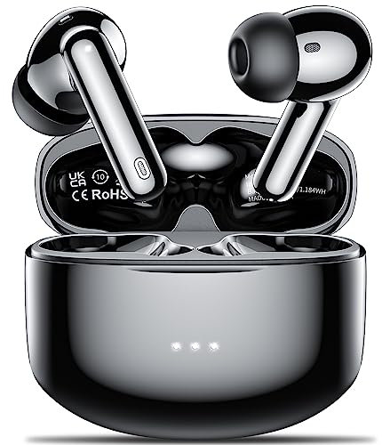 kauguo Cuffie Bluetooth, cuffie auricolari wireless Bluetooth 5.3 con bassi stereo HiFi e microfono con cancellazione del rumore 4 ENC, auricolari wireless 42H con display LED, impermeabili IP6