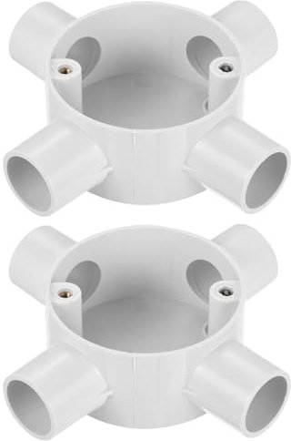 sourcing map 2Pcs PVC Conduit Box Junction Box 4 Way 20mm M4 x 0.7 Waterproof for Electronic Projects