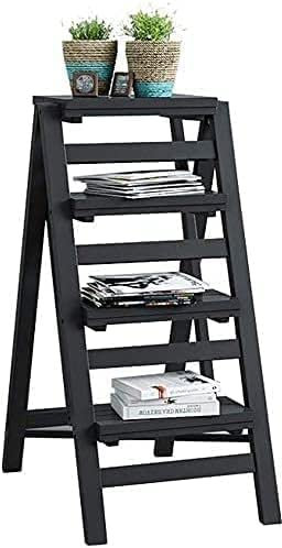 Tritthocker, 3/4-Stufen-Klappleiter aus Holz für zu Hause, tragbarer aufsteigender Hocker für Erwachsene, multifunktionale Kletterleiter für Bibliotheken, Bücherregal/Badezimmer/Garten