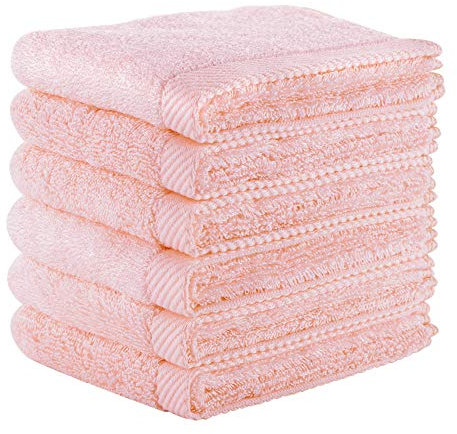 Mother-Earth Lot de 6 débarbouillettes en coton rose 30,5 x 30,5 cm pour le lavage du visage – Serviettes extra absorbantes pour peau sensible – Serviettes pour salle de bain