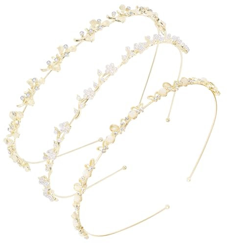 3pcs Mariée Mariage bandeaux Bijoux Cheveux Headband Serre-têtes à Cheveux Faux Cristal Strass Fleur Argent Brillant Décoration Oktoberfest Fête de Bière Anniversaire pour Femmes et Filles