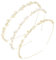 BETESSIN 3Stk Braut Stirnband Perlen Strass Haarreif Damen Mädchen Oktoberfest Haarschmuck Metall Haarband Katzenaugenstein Kristall Tiara Gold Prinzessin Glitzer Haarreifen für Hochzeit Kommunion