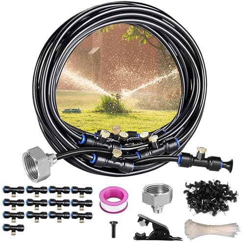 RUNMKUO 13M Kit Nebulizador Terraza,Sistema de riego Jardín,Kit de Pulverización de Jardín,Adecuado para Eventos al Aire Libre,Jardines,Patios,Sombrillas y Techos