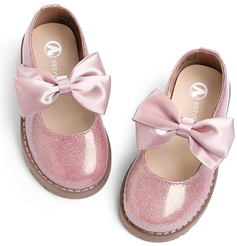 FUPPIA Scarpe da bambina Mary Jane, per uniforme scolastica, per feste di matrimonio, casual, morbide, rosa, 27 EU