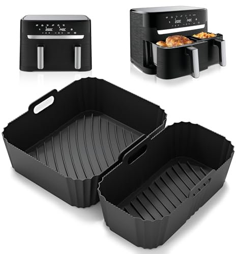 VIRIECH Moule en Silicone pour Air Fryer Moulinex EZ901820 5,2/3,1 L, Accessoires pour Philips Dual Basket Airfryer Série 3000, Moule Réutilisable pour Air Fryer T17099, Salter EK5729, Lakeland