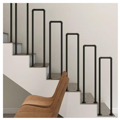 YCZHD Handlauf Geländer für Treppen U,Innentreppengeländer im industriellen Stil,Wasserrohrgeländer,Handlauf,Kleiner Zaun im Dachgeschosskorridor (Size:U 45cm,Color:Schwarz)