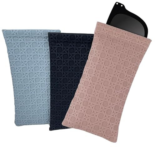 Gebrazy 3 Custodie per Occhiali in pelle, Oustodia per occhiali, Custodia Protettiva in Pelle PU, Custodia per Occhiali, borsa Per Occhiali da sole, Portatile, Impermeabile, Nero, Blu, Kaki.