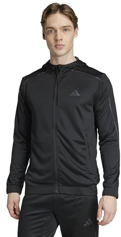 adidas Men's TRAIN ESSENTIALS SEASONALS FULL-ZIP HOODIE, black, S