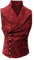 Button Color Solid Men's Vest Retro Men's Blouse Dress Shirts for Men with Tie Red