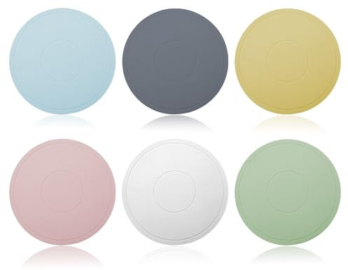Sxutop 6 Pièces Dessous Plat Silicone Rond 15 cm sous Plat de Table en Silicone Tapis Dessous de Plat Résistant à la Chaleur et Antidérapant pour Cuisine Casseroles Tasses Assiettes, 6 Couleurs