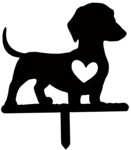 Dackel-Statue, wetterbeständiges Metall, schwarze Hundestatue, ausgehöhlte, dekorative Gartenpfähle mit Pflock, Gartendekoration für draußen, Terrasse, Hof, Rasen, dekorative Gartenpfähle, Hundestatue