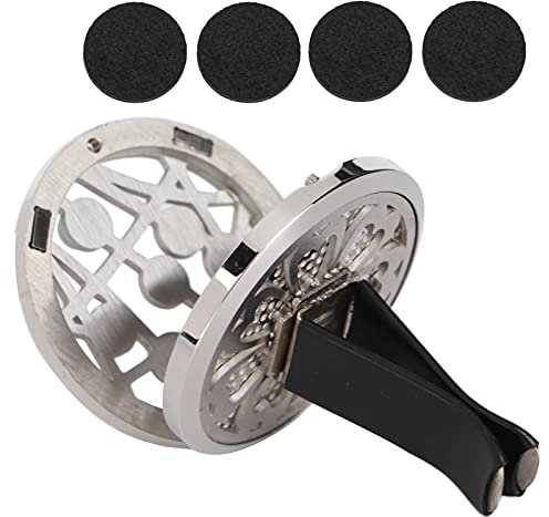 Qukaim Auto Aromatherapie Enial Öl Clip Edelstahl Auto Diffusor Lufterfrischer Vent Clip Aromatherapie Ätherisches Öl Clip Medaillon mit 4 Pads für Zuhause und Büro