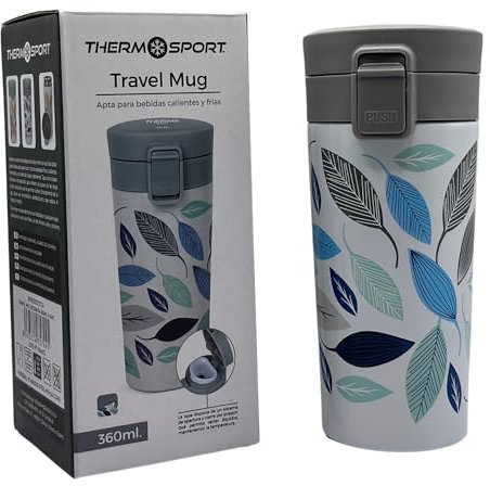 Vaso Termico de Acero Inoxidable 360ml - Taza Termica para Café, Té o Bebidas Frías - Ideal para Viajes, Camping, Oficina y como Regalo. Libre de BPA. (Gris Azul)