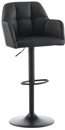 TUKAILAI Barhocker Barstühle Höhenverstellbar, Drehstühle, Barstuhl Küchenstühle mit Rückenlehne und Fußstütze, gemütliche Kunstleder weiche Sitzfläche, Schwarz