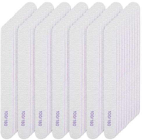 200 lime per unghie, grana 100/180, a doppio lato, riutilizzabili, per unghie acriliche, strumenti professionali per manicure per unghie naturali, unghie acriliche, forniture per casa e salone (ovali)
