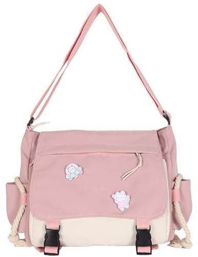 CNAFGBGG Kawaii Messenger-Tasche - Unisex, Cartoon, 1 Stück, ca. 33x24x11 cm, Nylon, Reißverschluss, Verstellbarer Schultergurt, Großer Stauraum, Abzeichen