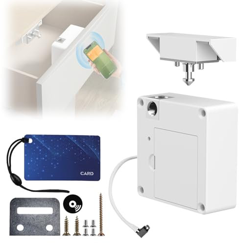 WIYETY Cerradura de Seguridad NFC+RFID: 1 Pieza Tecnología Innovadora Dual, Desbloqueo Sin Llave, Para Cajones & Armarios (Blanco)