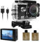 Poxfun Camara Deportiva 4K, Impermeable Action Camera 30M WiFi Camera Gran Angular de 170°Recargable por USB, 2x1050mAh Batería Idéal pour Les Sports Nautiques, le Cyclisme, l'escalade et la Natatio