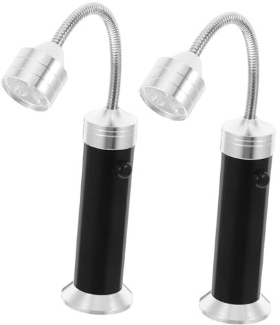 2 Stück Magnetische Grillleuchte aus Abs, Schwarz, mit Schwanenhals