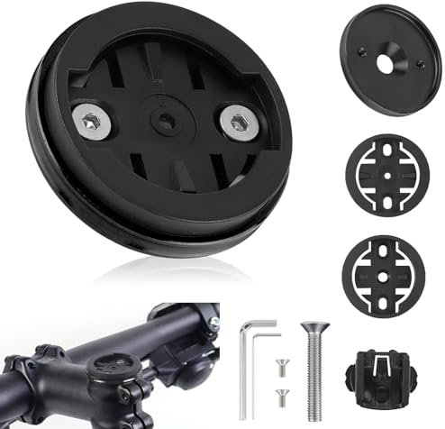 UIHRLM Bike Stem Mount, Aluminum Alloy Bicycle Mount Compatible with Garmin Edge/Cateye/Bryton Rider, Bike Computer Extension Mount Insert Adapter Bikes Stem Top Cap Holder for GPS Navigation