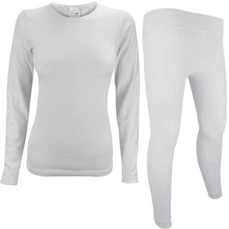 THMO Ladies Thermal Fleece Lined Leggings & Long Sleeve Top Set Insulated Underwear Set For Winter