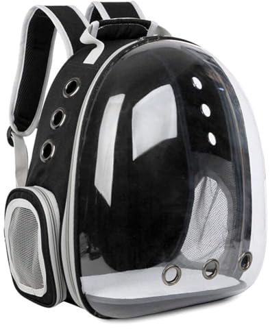 PET CAPSULE Mochila Cápsula para Mascotas | Mochila Burbuja Transparente para Gatos y Perros Pequeños | Transportín Transpirable Aprobado por Aerolíneas | Viajes, Paseos y Senderismo (Negro)