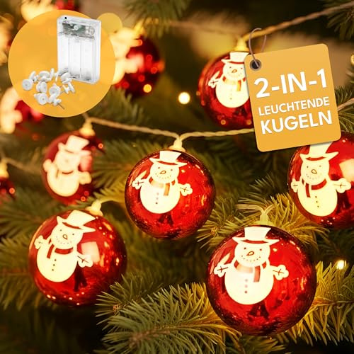 CozyHome Weihnachtslichterkette Schneemann - 20 LED Warmweiß & 5 Meter