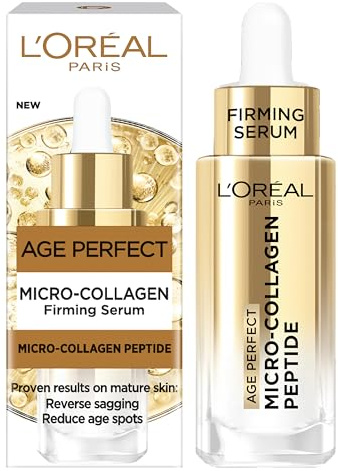 L'Oreal Paris Micro-Collagen Firming Face Serum, Age Perfect, 30ml | With Micro-Collagen Peptides, Mtick Certified by GenM, Firmer & Hydrated Skin, Radiance & Event Skin Tone, Silky Texture