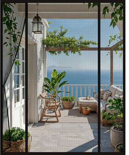 DTLLCZP Mosquitera para puerta de balcón, 180 x 222 cm, doble puerta, cierre magnético, sin necesidad de taladrar, garras de gato, imanes más fuertes, protección contra insectos para puerta de sótano