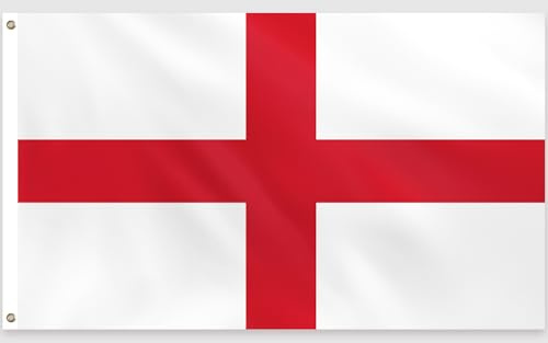 PartyYaa England Flagge, 150 x 90 cm St. George's Flagge Einseitiger Druck mit 2 Messing-Ösen, Wasserfest, für Nationalfeiertag, EM, WM, Straßen, Garten, Bar Party Deko