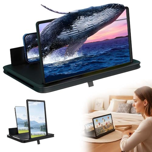 Handy Bildschirmlupe, HD Handy Lupe, 3D Bildschirm für Handy für Allen Smartphones, Perfekt zum Ansehen von Filmen,Videos (Schwarz, 13,13 in)