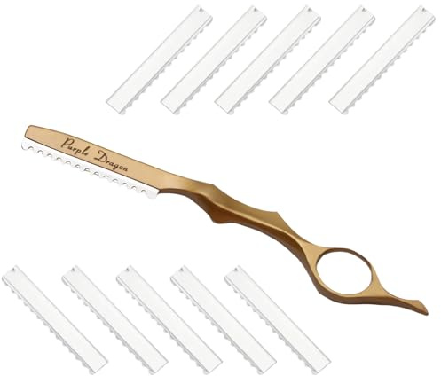 Rasoir Cheveux Professionnel - Outil de Coupe, Effilage et Texturisation - Acier Inoxydable, Ergonomique, Idéal pour Salon et Maison - Rasoir Hair Styling Razor avec 10 Lames Remplaçables