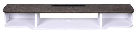 Warmiehomy Floating Modern TV Stand Wall Mounted Wood Wall TV Cabinet Media Console Shelf Floating TV Unit with Storage for Under TV Tables for Living Room Bedroom Office 120x30x16cm（White & Grey）
