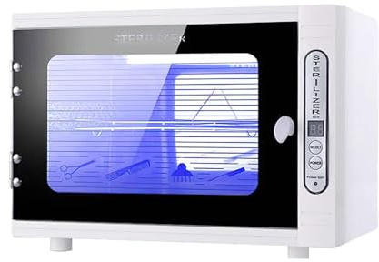UV Sterilizer Cabinet with Ozone,Nail Tool Sterilisers,Mini Disinfection Box for Hairdressing & Beauty Tools,Salon Sanitizer with LCD Timer for Nails, Baby Bottles,Towels, Scissors, Spa & Home (White)