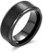 Bling Jewelry Einfacher Einfacher Schwarzer Matte Paare Titanium Ehering Ring Für Männer Für Frauen Abgeschrägte Kante Komfort Passform 8Mm