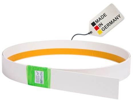 BawiTec Kunststoffleiste Flachleiste 80mm Breit 600cm Lang 2,5mm Stark selbstklebend Farbe weiß Kunststoff Flachprofil Rolle PVC Abdeckleiste Kunststoffprofil für Fenster,Türen,Dach,Wand