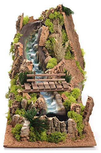 Holyart Wasserfall mit Fluss Krippe 35x25x54 cm