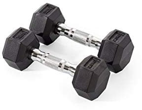 York Fitness Rubber Hex Dumbbells (Pair) - Black, 2.5kg