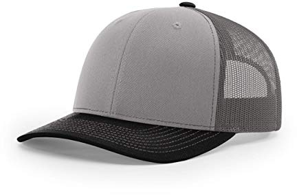 Richardson Unisex 112 Trucker Adjustable Snapback Baseball Cap, Tri Grey/Charcoal/Black, One Size Fits Most