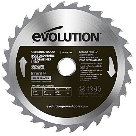 Evolution Power Tools HTC210WRAGE Wood Carbide-Tipped Blade, 210 mm