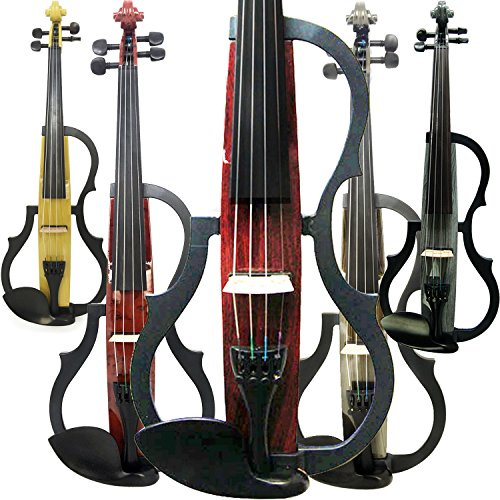 Aliyes Violon électrique silencieux 4/4, taille complète pour étudiant professionnel, pour débutant, en bois massif, kit de violon, corde, épaulière, colophane SDDS-E604
