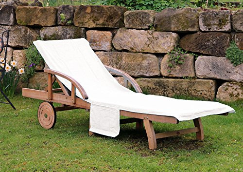 heimtexland ® Liegestuhlauflage Creme Natur 200x70 cm 100% Baumwolle weicher Frottier Schonbezug Gartenliege hautsympathisch saugfähig Ökotex geprüft Typ436