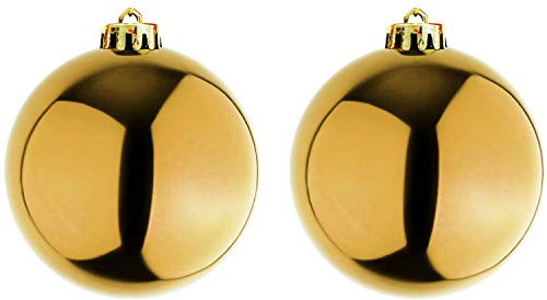 Mojawo 2 Stück XXXL Christbaumkugeln Weihnachtsbaumkugeln Dekokugel Baumschmuck Gold Ø 25cm Schmuckkugeln