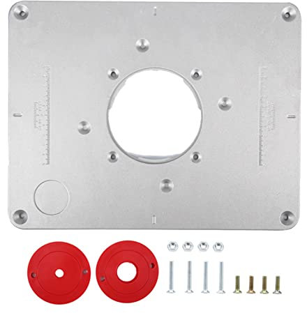 Router Table Insert Plate,Piastra per fresatrice in lega di alluminio con anello di inserimento e viti di installazione per la lavorazione del legno fai da te, 30 x 24 x 1 c