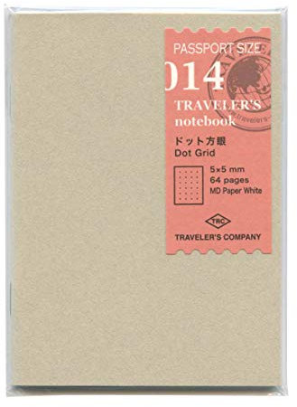 DESIGNPHIL Dot Grid Notizbuch-Einlage für Traveler's Notebook Passport Size, weiß, 64 Seiten