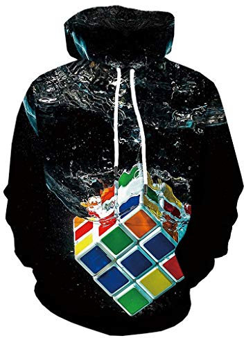 Xmiral Kapuzenpullover Hoodie Herren 3D Drucken Tunnelzug Tasche Tops Sweatshirts mit Kapuze T-Shirt Mode Slim Fit Sportbekleidung Outdoor Fitness Training Pullover(Schwarz 6,5XL)