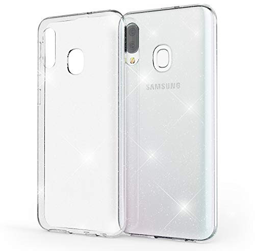 NALIA Coque Paillettes Compatible avec Samsung Galaxy A40, Ultra Fine Clair Housse Protection Silicone Glitter Case Bling Etui, Mince Cristal Cover Anti-Choc Strass Couverture
