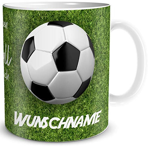 TRIOSK Tasse Fußball Spruch lustig mit Namen personalisiert Leben ohne Fussball Geschenk für Fußballfans Kinder Männer Jungs Fußballtrainer