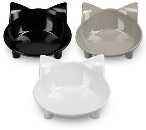 Navaris Futternapf Set 3-teilig für Katzen - 3er Napf rutschfest - 3 x Fressnapf Katzennapf spülmaschinenfest - Wasser Nassfutter Trockenfutter - 3X 210ml Napf
